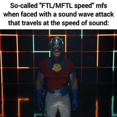 So your fave's visual feats showed that you dodge a laser/light attack that moves 670,616,629mph but not a sound wave attack that moves 767mph? okay retard.
