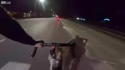 Cyclist strikes back with rockets red glare.