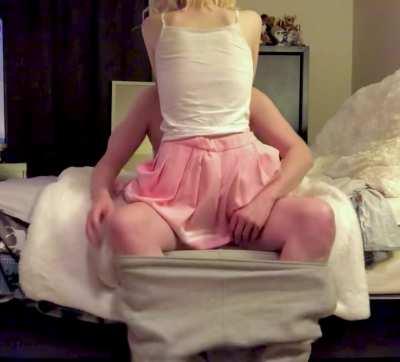 riding in my little pink skirt <3