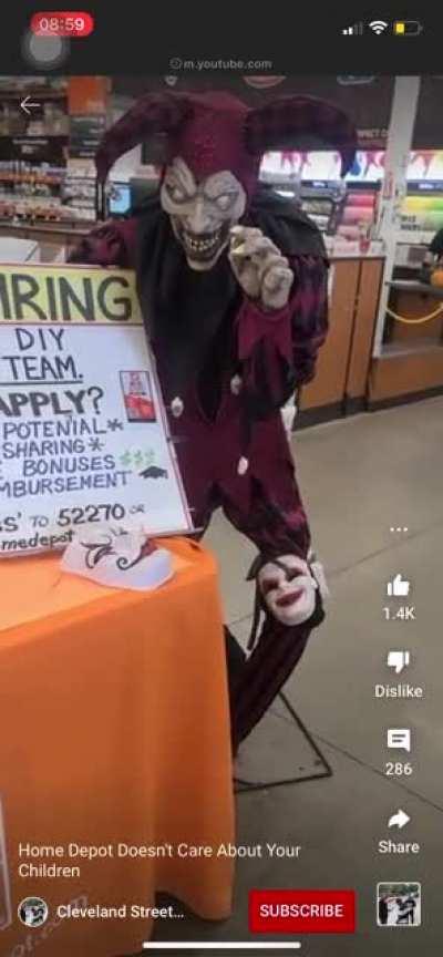 This is kind of old but still wanted to share. Imagine being so triggered over a clown model at Home Depot