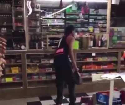 Cashier cracked him with a bottle of booze