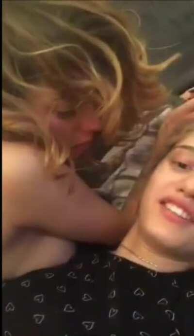 patting her best friends pussy