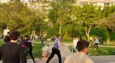 Police in Istanbul discharge weapon into the air in crowded park