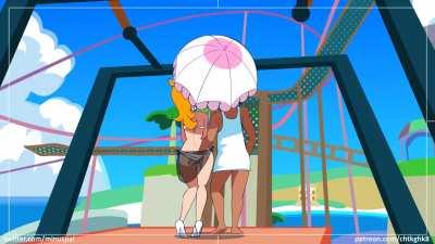 Peach enjoying her vacation