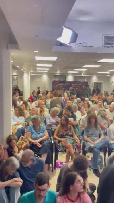 Now in Haifa: Jewish and Arab citizens of Israel fill up the prayer room of a mosque to show solidarity with one another. They they know they are a minority but a minority that they believe is calling for what the majority wants, peace.