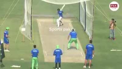 Pakistan captain Babar Azam practicing reverse sweep in nets ahead of Test series against New Zealand