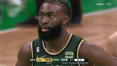 [Highlight] Jaylen Brown gets the rebound and put back lay up plus the foul and gets a chance to tie the game for the Celtics with 4.1 seconds left in the game vs the Lakers