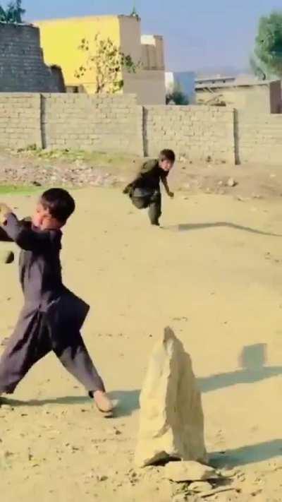 Young Bumrah takes down the batsman with a full-toss ball.