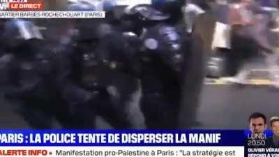 People in Paris wanted to show solidarity with Palestinians. The demonstration hasn't started yet the police is already repressing it.