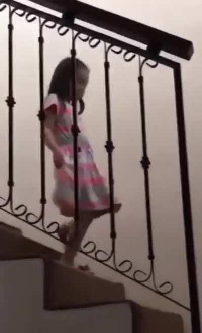 When your sister is getting all the attention, time to forget how stairs work