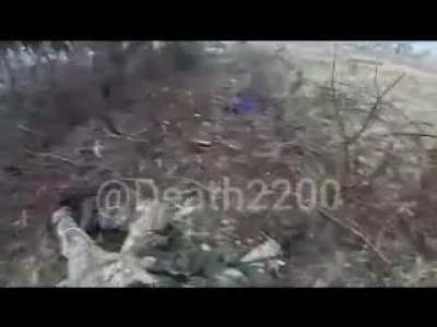 Ukrainian soldiers took out a Russian soldier with small arms fire and seized his weapon and Radio. December 2024.