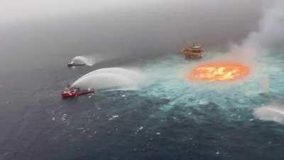 Oil rig fire in Ciudad del carmen, Mexico 7/2/21