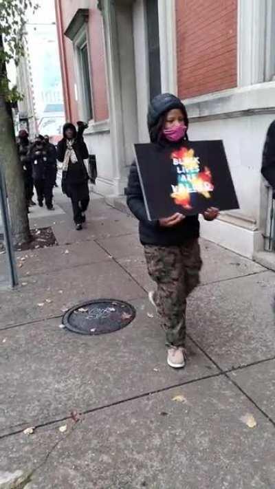 Black Militia walking through downtown Cincinnati, OH. Recorded today