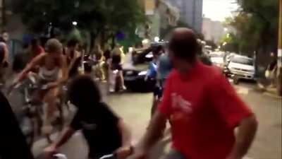Car Driver Plows Into Group of Cyclists Staging Anti Car Protest