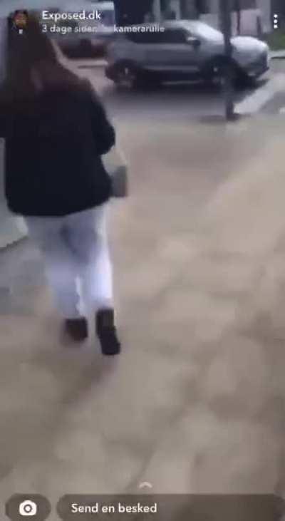 trickery.. made her kneel just to kick her in the face