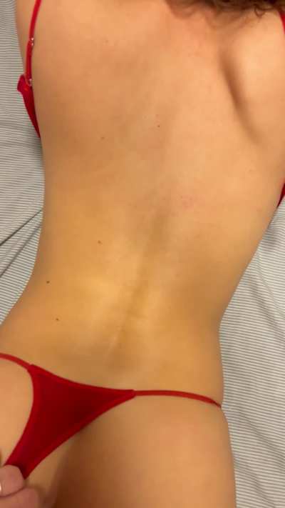 Pronebone gives a perfect view of her back and ass