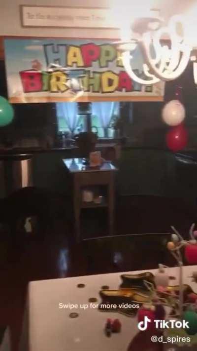 When you get the ⭐️ on Mario