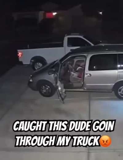 Thief gets caught going through owners truck!