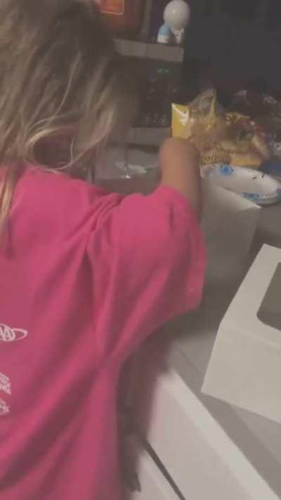 This Little Girl Secret Eating