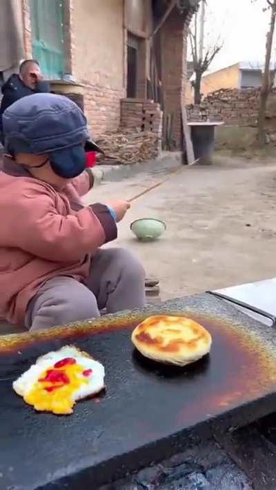 Very clever boy, making his own lunch 