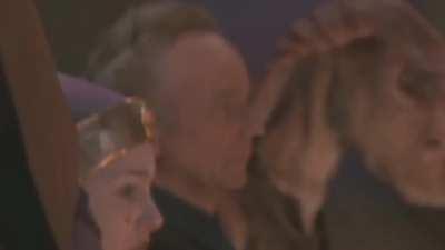 Jar Jar Binks Smiling at Qui-Gon Jinn's Funeral. That is All.