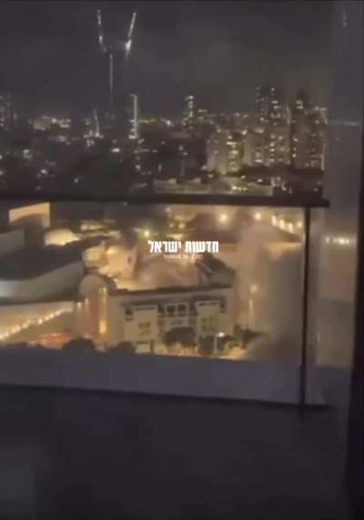 Close view of iranian BM impacting near a David Sling Interceptor