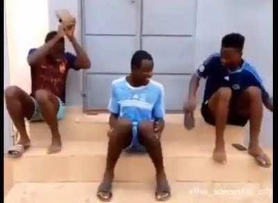 3 guys playing a slap game