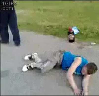 Fighting the air above his head