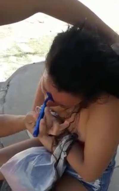 Wife shaves off husbands side chicks eyebrows