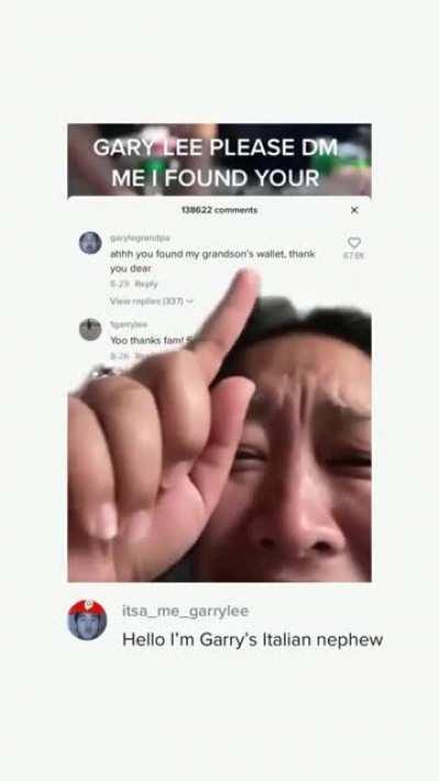 le bonjour i am gary lee french cousin i will give you le 3 baguetee and reawrd for returning le passport to le me for le so le me can give it le to le family of le cousin