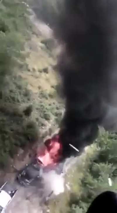 Mexican Army helicopter destroying a convoy with its M134D somewhere in Mexico.