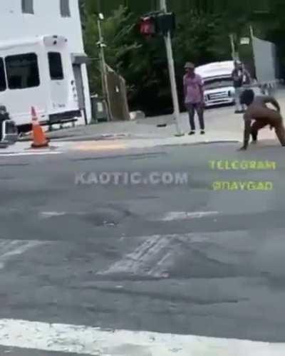 thug fingers his asshole on street