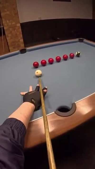 Clearing pool balls with the same shot.
