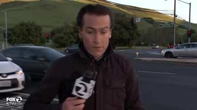 Fox News reporter almost hit by car