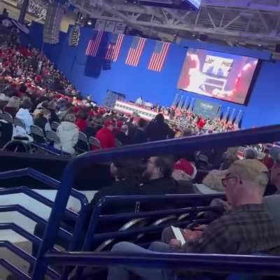 Trump's audiences are getting smaller and smaller. There were hundreds of empty seats at his Nazi rally in New Hampshire