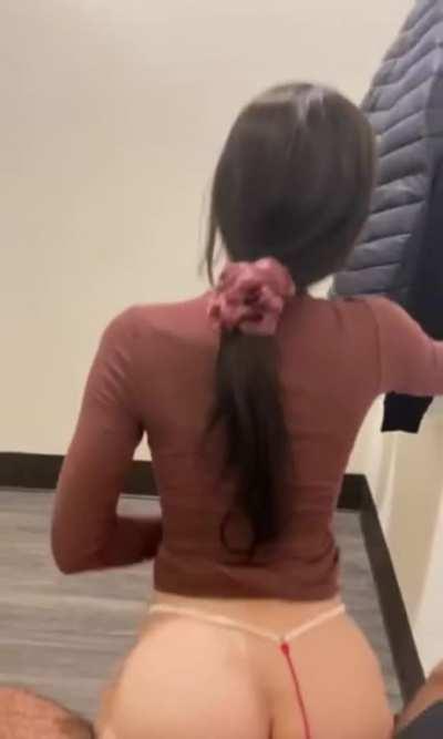 Trying out cock in the dressing room