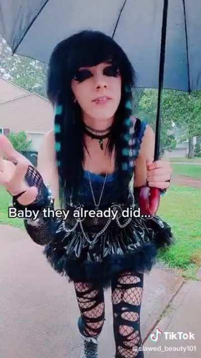 Glad he’s got an umbrella! Don’t wanna get caught in the rain with that emo hair like Brandon did!