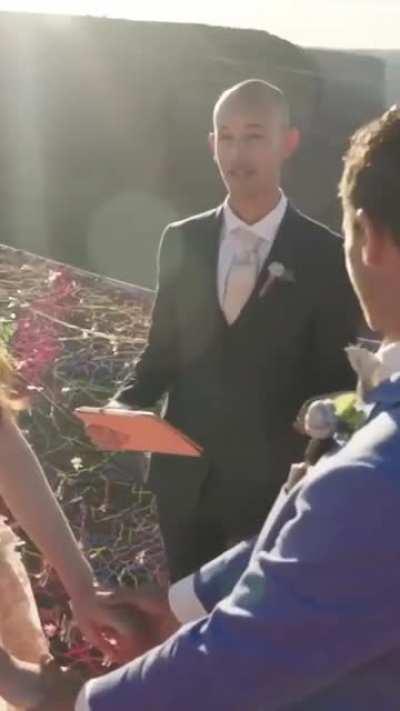 California couple Kimberly Weglin and Ryan Jenks literally raised the standard for wedding ceremonies when they got married on a net contraption suspended 400 feet above a canyon in Moab, Utah.