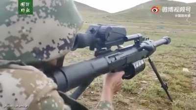 CHINA: PLA sniper with a LG5 / QLU-11 sniper grenade launcher. The declared effective firing range would be 1,000 to 2,000 m.