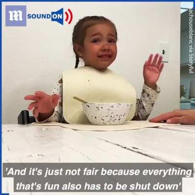 four years old loses it over COVID19 lockdown