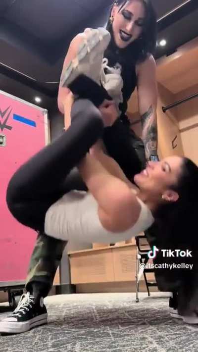 Rhea Ripley and Cathy Kelley