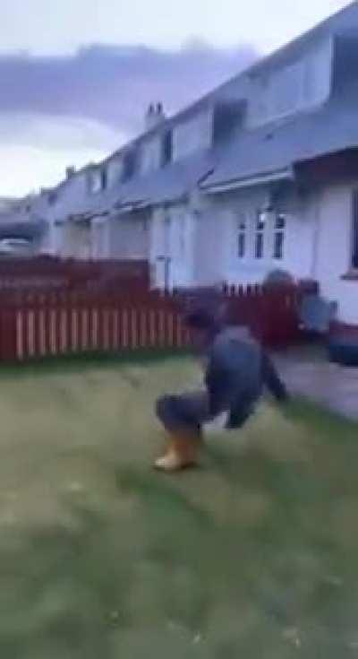 he jumped off the roof