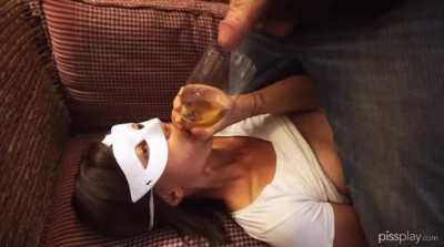 Morgan drinking strong piss