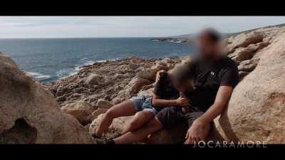 Getting a sneaky outdoor blowjob, right at the tourist hotspot with lots of people close by!