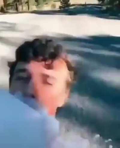 Skating backwards while drinking milk