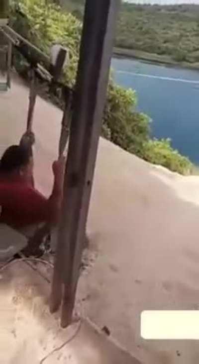 to go down the zip line