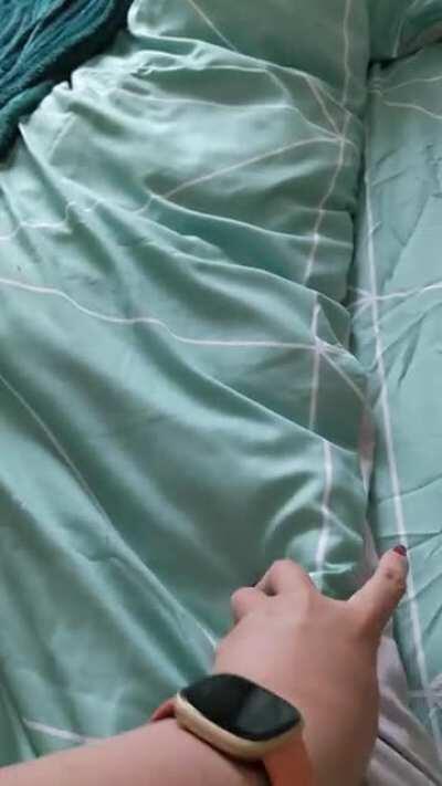 We got a blanket to stop the fluff on the bed. She wasn't happy being discovered