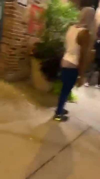 Looting and breaking windows at Portillo's in Chicago last night