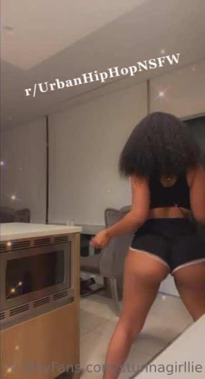 Twerking in booty shorts