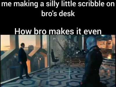 Bro annihilated my desk over a scribble 💀